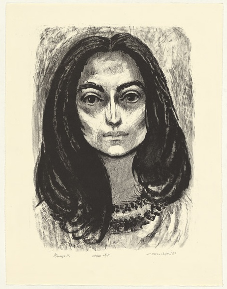 Artist: Counihan, Noel. | Title: Young catalan woman. | Date: 1981 | Technique: lithograph, printed in black ink, from one stone