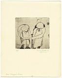 Artist: WALKER, Murray | Title: Two stooped men | Date: 1967 | Technique: etching, printed in black ink, from one plate