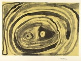 Artist: Honeychild, Paji. | Title: not titled [concentric circles around central points] | Date: 2001 | Technique: lithograph, printed in black ink, from one stone; with yellow tint