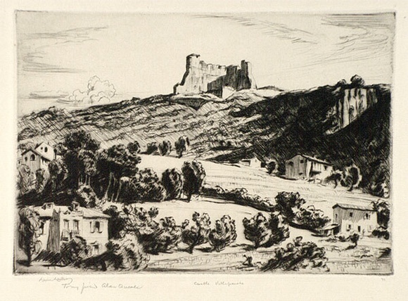 Artist: b'LINDSAY, Lionel' | Title: b'Castle Villefranche' | Date: 1927 | Technique: b'drypoint, printed in black ink, from one plate' | Copyright: b'Courtesy of the National Library of Australia'