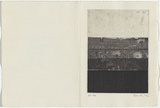 Artist: b'MADDOCK, Bea' | Title: b'Greeting card: Christmas (horizontal bands on field of flowers)' | Date: 1972 | Technique: b'photo-etching and drypoint, printed in black ink, from one plate'