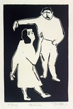 Artist: b'Allen, Joyce.' | Title: b'Attitudes.' | Date: 1971 | Technique: b'linocut printed in black ink, from one block'