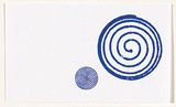 Title: not titled [hand-stamped large and small blue spirals] | Date: 2006 | Technique: hand-stamped