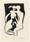 Artist: b'AMOR, Rick' | Title: b'Diversion.' | Date: 1983 | Technique: b'linocut, printed in black ink, from one block'