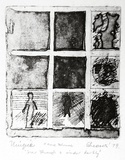Artist: SHEARER, Mitzi | Title: See through a window darkly | Date: 1979 | Technique: etching and aquatint, printed in black ink, from one plate, hand-coloured