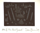 Artist: b'Bowen, Dean.' | Title: b'The brick pyramids' | Date: 1989, November | Technique: b'etching and aquatint, printed in blue, from one plate'