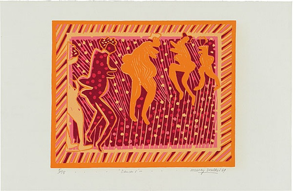 Artist: b'WALKER, Murray' | Title: b'Dancers.' | Date: 1969 | Technique: b'linocut, printed in colour, from multiple blocks'