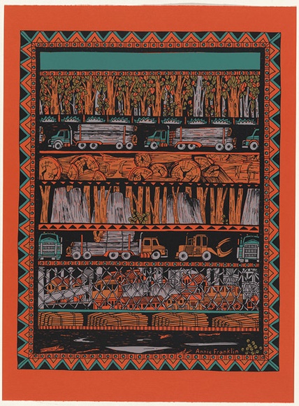 Artist: Franklin, Annie. | Title: Operation woodchip. | Date: (1988) | Technique: screenprint, printed in colour, from multiple stencils