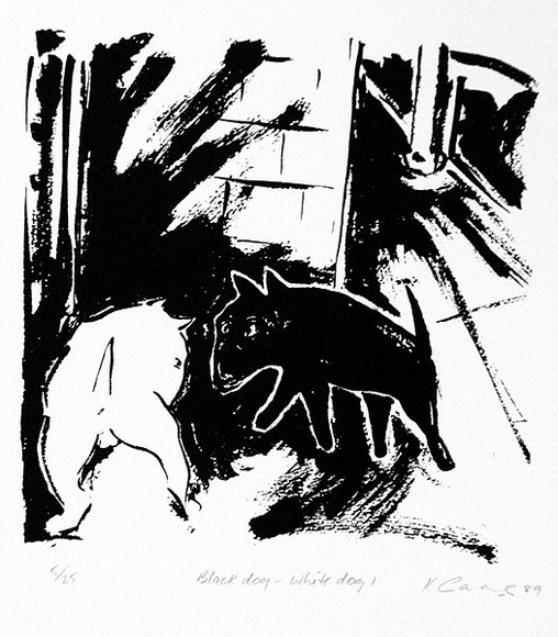 Artist: b'Casey, Karen.' | Title: b'Black dog - white dog I' | Date: 1989 | Technique: b'screenprint, printed in black ink, from one screen'