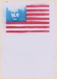 Artist: b'Azlan.' | Title: b'Terror nation.' | Date: 2003 | Technique: b'stencil, printed in blue and red ink, from two stencils'