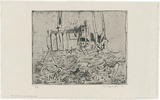Artist: b'WALKER, Murray' | Title: b'Farm yard animals at Kallista.' | Date: 1964 | Technique: b'etching and aquatint, printed in black ink, from one plate'