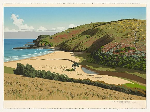 Artist: b'Rose, David.' | Title: b'Frazer beach' | Date: 1985 | Technique: b'screenprint, printed in colour, from multiple stencils'