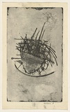 Title: not titled [shape reminiscent of boat with cross hatched lines] | Date: c.1962 | Technique: etching and lavis, printed in black ink, from one copper plate