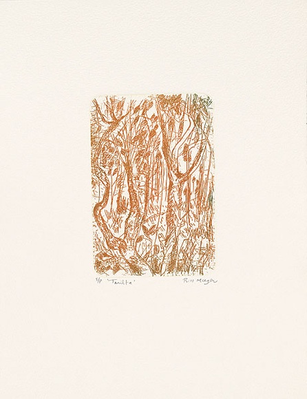 Artist: b'MEYER, Bill' | Title: b'Tarilta' | Date: 1992 | Technique: b'etching, printed in 2 colours, from one zinc plate' | Copyright: b'\xc2\xa9 Bill Meyer'