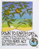Artist: b'LITTLE, Colin' | Title: b'Down to earth. A shaping of alternatives: Getting it together...A festive conference.' | Date: 1976 | Technique: b'screenprint, printed in colour, from five stencils'