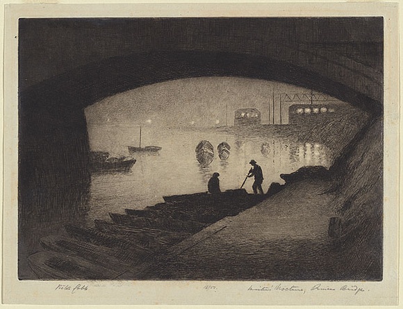 Artist: b'Cobb, Victor.' | Title: bWinter's nocturne, Princes Bridge. | Date: 1921 | Technique: b'etching, printed in black ink with plate-tone, from one plate'