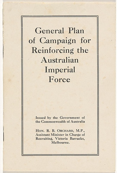 Artist: b'LINDSAY, Norman' | Title: b'General plan of campaign for reinforcing the Australian Imperial Force: a folder/album containing [18]pp., incl. [16] pocket' | Technique: b'lithograph'