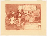 Artist: b'Conder, Charles.' | Title: bSchaunard's studio. | Date: 1904 | Technique: b'transfer-lithograph, printed in red ink, from one stone'