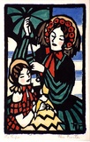 Artist: b'Proctor, Thea.' | Title: b'La poupee [The doll]' | Date: 1925 | Technique: b'woodcut, printed in black ink, from one block; hand-coloured' | Copyright: b'\xc2\xa9 Art Gallery of New South Wales'