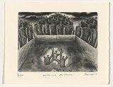 Artist: Fransella, Graham. | Title: Watching Australia | Date: 1999, October | Technique: etching, aquatint and roulette, printed in black ink, from one plate | Copyright: Courtesy of the artist