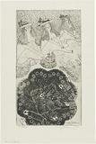 Artist: WALKER, Murray | Title: Stella and safety pins. | Date: 1972 | Technique: softground-etching, printed in black ink, from one plate