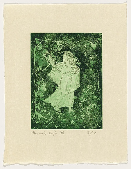 Artist: b'Boyd, Hermia.' | Title: b'Ceremony.' | Date: 1978 | Technique: b'etching and aquatint, printed in green ink, from one plate'