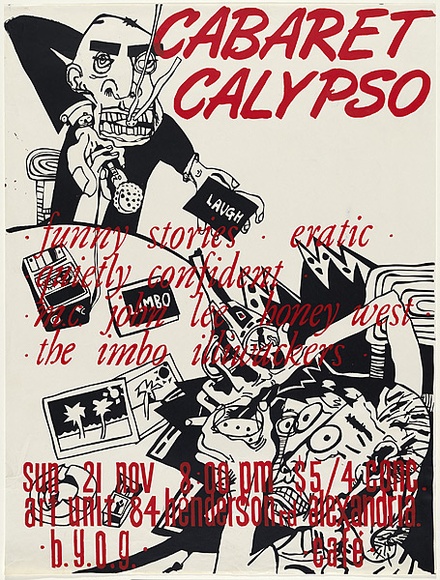 Artist: Yates, Jill. | Title: Poster: Cabaret calypso | Date: 1985 | Technique: screenprint, printed in colour, from two stencils | Copyright: © Hugh Ramage