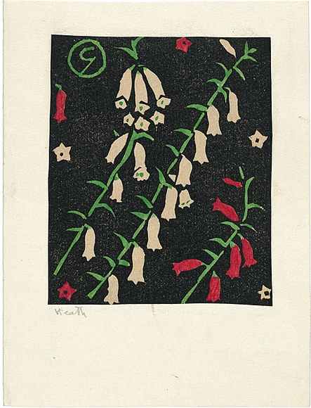 Artist: b'Reynell, Gladys' | Title: b'Heath.' | Date: 1923-1933 | Technique: b'linocut, printed in black ink, from one block; hand-coloured' | Copyright: b'\xc2\xa9 The Estate of Gladys Reynell'