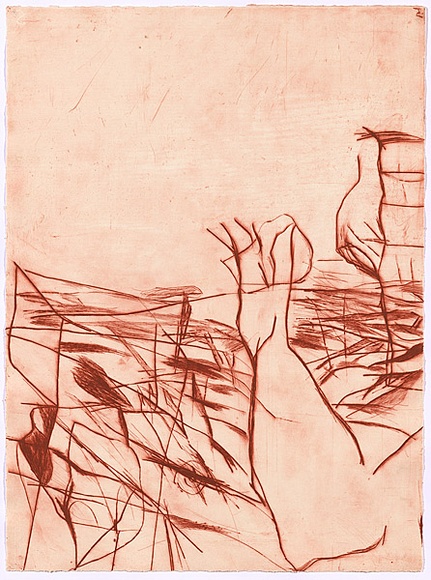 Title: b'Shallow grave 1 [panel 8]' | Date: 2000 | Technique: b'drypoint, printed in red ink, from one copper plate'