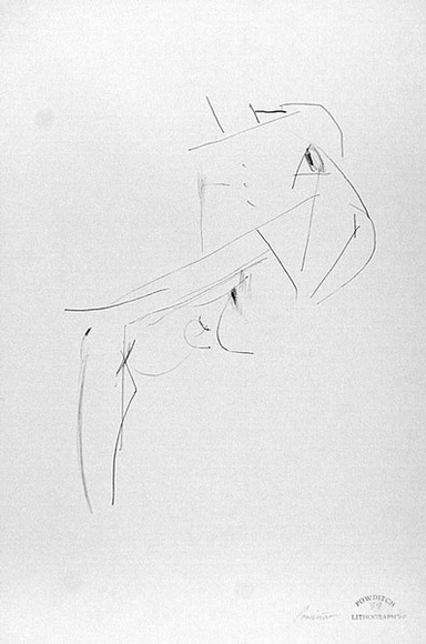 Artist: b'Powditch, Peter.' | Title: b'not titled [seated male nude]' | Date: c.1972 | Technique: b'lithograph, printed in black ink, from one plate'