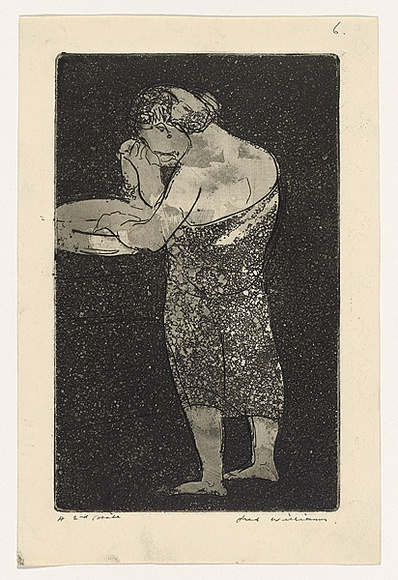 Artist: b'WILLIAMS, Fred' | Title: b'Washing' | Date: 1955-56 | Technique: b'etching, aquatint, engraving, rough biting, printed in black ink, from one copper plate' | Copyright: b'\xc2\xa9 Fred Williams Estate'