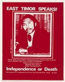 Artist: b'EARTHWORKS POSTER COLLECTIVE' | Title: b'East Timor speaks!' | Date: 1976 | Technique: b'screenprint, printed in red ink, from one stencil'