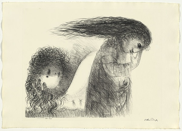 Artist: b'BOYD, Arthur' | Title: b'St Francis when young turning aside.' | Date: (1965) | Technique: b'lithograph, printed in black ink, from one plate' | Copyright: b'Reproduced with permission of Bundanon Trust'