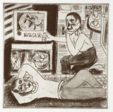 Artist: Harding, Richard. | Title: T.V. junkies | Date: 1991 | Technique: etching, printed in black ink, from one plate