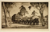 Artist: b'Warner, Alfred Edward.' | Title: b'Late start' | Date: c.1935 | Technique: b'etching, printed in brown ink with plate-tone, from one plate'