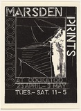 Artist: Marsden, David | Title: Marsden prints, Cockatoo Galleries, Launceston | Date: 1987 | Technique: woodcut, printed in black ink, from one block
