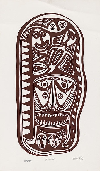 Artist: b'Lasisi, David.' | Title: b'Taumirmir' | Date: 1976 | Technique: b'screenprint, printed in brown ink, from one stencil'