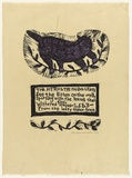 Artist: HANRAHAN, Barbara | Title: The kitten and the falling leaves | Date: 1962 | Technique: linocut, printed in black ink, from three blocks