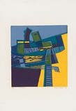 Artist: b'MEYER, Bill' | Title: b'Airscape' | Date: 1968 | Technique: b'linocut, printed in five colours, from reduction block process' | Copyright: b'\xc2\xa9 Bill Meyer'