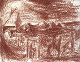 Artist: b'Lowe, Geoff.' | Title: b'Print' | Date: 1986 | Technique: b'lithograph, printed in brown ink, from one stone'