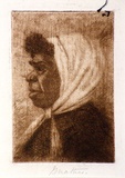 Artist: b'Mather, John.' | Title: b'Aboriginal woman' | Date: 1895 | Technique: b'etching, printed in red/brown ink with plate-tone, from one plate'