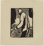 Artist: Brodzky, Horace. | Title: Man in field. | Date: c.1918 | Technique: linocut, printed in black ink, from one block