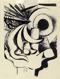 Artist: b'French, Len.' | Title: b'(The west wind).' | Date: (1955) | Technique: b'lithograph, printed in black ink, from one plate' | Copyright: b'\xc2\xa9 Leonard French. Licensed by VISCOPY, Australia'