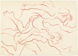Artist: b'Friend, Donald.' | Title: b'Running figures.' | Date: 1965 | Technique: b'lithograph, printed in red ink, from one stone' | Copyright: b'Courtesy of the Estate of Donald Friend'