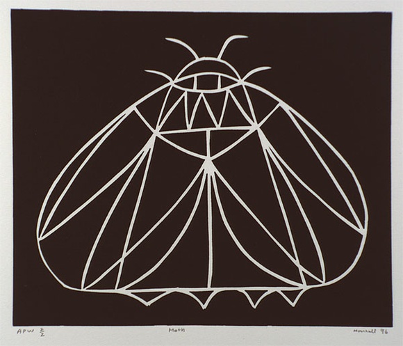 Artist: b'Marshall, John.' | Title: b'Moth' | Date: 1996, April | Technique: b'linocut, printed in black ink, from one block'