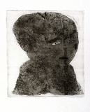 Artist: b'Clutterbuck, Jock.' | Title: b'Pensive head.' | Date: 1966 | Technique: b'etching and aquatint, printed in black ink with plate-tone, from one plate'