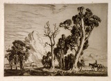 Artist: b'LINDSAY, Lionel' | Title: b'The traveller' | Date: 1925 | Technique: b'drypoint, printed in brown ink with plate-tone, from one plate' | Copyright: b'Courtesy of the National Library of Australia'