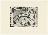 Artist: Daw, Robyn. | Title: not titled [tiger, rectangle and grid] | Date: 1989, November | Technique: etching, printed in black ink, from one plate