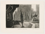 Artist: AMOR, Rick | Title: Cypresses Barcelona. | Date: 1991 | Technique: etching, printed in black ink, from one plate