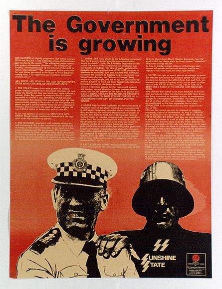 Artist: b'Speirs, Andrew.' | Title: b'The Government is growing, Sunshine State' | Date: (1978-81?) | Technique: b'offset-lithograph, printed in colour, from multiple plates'